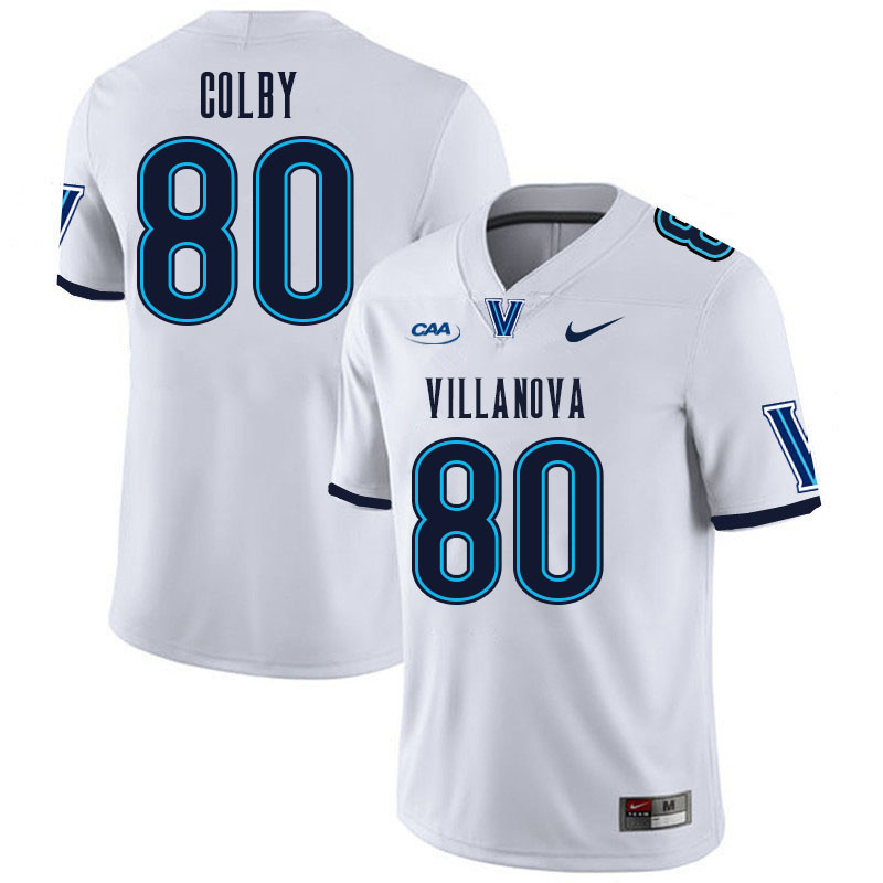 Men #80 Chris Colby Villanova Wildcats College Football Jerseys Stitched Sale-White